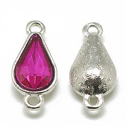 Камелия Соединители звеньев сплава стекла, слеза, платина, камелия, 21x10x5~6 мм, отверстие : 2 мм