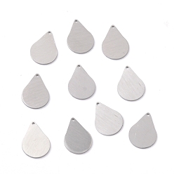 Нержавеющая Сталь Цвет Устойчивые к потускнению 304 подвески из нержавеющей стали, двухсторонний подъемный стол, пустая бирка с матовой отделкой, слеза, цвет нержавеющей стали, 18x13x1 мм, отверстие : 1.2 мм