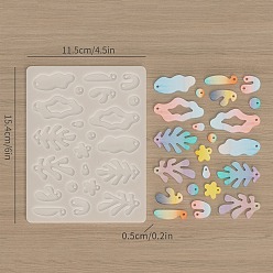 Прозрачный Силиконовые формы, изготовление украшений, формы для литья смолы, для уф-смолы, изготовление ювелирных изделий из эпоксидной смолы, прозрачные, 155x116x5 мм, отверстие : 2 мм, внутренний диаметр: 8.5~49x7.5~23 мм