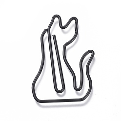 Black Fox Shape Iron Paperclips, Cute Paper Clips, Funny Bookmark Marking Clips, Black, 42x24.7x1.5mm