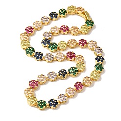 Разноцветный Ожерелья с цветочным звеном из латуни и циркония для женщин, без кадмия и без свинца, долговечный, реальный 18 k позолоченный, красочный, 16.26 дюйм (41.3 см)
