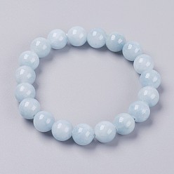 Лазурный Браслет из натурального желтого нефрита из бисера, окрашенные, круглые, лазурный, 2 дюйм (5 см), бусины : 6 мм