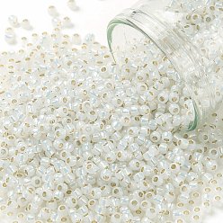 (PF2100) PermaFinish White Opal Silver Lined TOHO Round Seed Beads, Japanese Seed Beads, (PF2100) PermaFinish White Opal Silver Lined, 8/0, 3mm, Hole: 1mm, about 222pcs/bottle, 10g/bottle