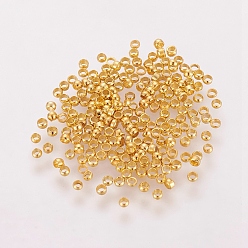 Golden Brass Crimp Beads, Cadmium Free & Nickel Free & Lead Free, Rondelle, Golden Color, about 2mm in diameter, 1.2mm long, hole: 1.2mm