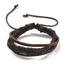 Кокосово-Коричневый Регулируемый кожаный шнур многожильных браслеты, с кожаными шнурами о.е., кокосового коричневый, 53 мм, 16x5 мм