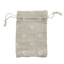 Цветок Мешки для упаковки из набивного хлопка с имитацией мешковины, сумки с завязками, на Рождество, свадьба и упаковка поделки, цветок, 18x13 см