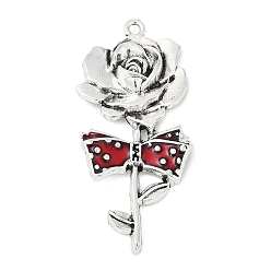 (123L) Белый крем непрозрачный блеск Подвески из эмали и сплава, без кадмия, без никеля и без свинца, очарование розы, стойки покрытие, античное серебро, огнеупорный кирпич, 41.5x19x4 мм, отверстие : 1.6 мм