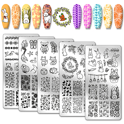 Mixed Shapes Шаблоны для нейл-арта своими руками из нержавеющей стали, шаблонный инструмент, прямоугольные, разнообразные, 12x6 см, 5 листов / комплект