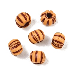 Pumpkin Opaque Acrylic Imitation Wood Beads, Sandy Brown, Pumpkin, 5x4mm, Hole: 1.8mm