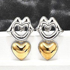 Lip 304 двухцветные серьги-гвоздики из нержавеющей стали для женщин, реальный 18 k позолоченный, губа, 33x21.5 мм