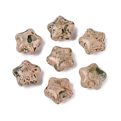 Marron Clair Perles de verre opaque Picasso, étoiles, bisque, 15~15.5x15.5~16x8~8.5mm, Trou: 1~1.5mm, environ 213 pcs / livre
