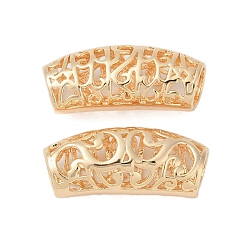 Настоящее золото 18K Полые латунные трубчатые бусины, без кадмия, без никеля и без свинца, изогнутая трубка, реальный 18 k позолоченный, 29x12.5x10 мм, отверстие : 7.5x5.5 мм