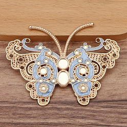 Light Steel Blue 10Pcs Alloy Enamel Chandelier Component Links, Butterfly, Light Steel Blue, Tray: 2~12mm, 55x73mm