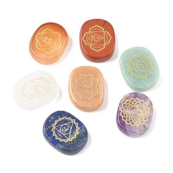 Смешанные камни 7шт 7 стили чакра натуральный смешанный драгоценный камень дисплей украшения, статуэтка украшение для дома рейки энергия камень дисплей украшения, овальные, 25x20x7 мм, 1 шт / стиль
