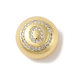 Letter Q Подвески из латуни и кубического циркония, без кадмия и без свинца, долговечный, плоские круглые с буквы, Буква Q, 13x7 мм, отверстие : 4x3 мм
