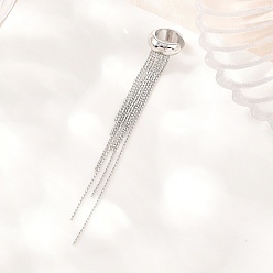 Нержавеющая Сталь Цвет 304 Серьги-манжеты из нержавеющей стали с кисточками для женщин, цвет нержавеющей стали, 92x15 мм