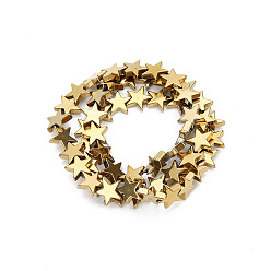 с Золотистым Покрытием Гальванические нити из синтетических немагнитных гематитовых бусин, бисер нитей, звезда, с золотым покрытием, 8 мм, около 48 шт / нитка