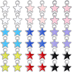 (52) Непрозрачная лаванда 270 шт 9 цвета сплава эмаль подвески, звезды прелести, платина, разноцветные, 8.5x6.5x1.3 мм, отверстие : 1.2 мм, 30 шт / цвет