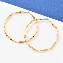 Настоящее золото 18K Серьги из 304 нержавеющей стали, ионное покрытие (ip), реальный 18 k позолоченный, 60x1 мм