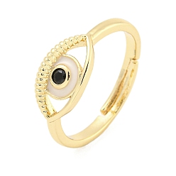 Черный 304 регулируемое кольцо из нержавеющей стали с цирконием, эмалевое кольцо от сглаза для женщин, чёрные, 7.5 мм, размер США 8 1/2 (18.5 мм)