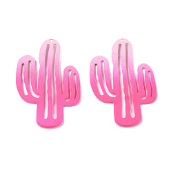 Hot Pink Spray Painted Iron Pendants, Cactus, Hot Pink, 49x33x3mm, Hole: 1.2mm