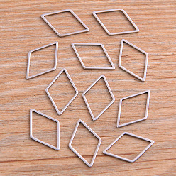 Нержавеющая Сталь Цвет 201 нержавеющей стали связывающий кольца, ромб, цвет нержавеющей стали, 20x12.5x1 мм
