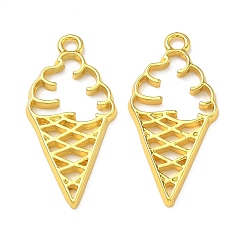 Золотой Подвесные подвески из сплава, для diy уф смолы, эпоксидная смола, Прессованные цветочные украшения, долговечный, мороженое прелести, золотые, 33x16x2 мм, отверстие : 2.3 мм