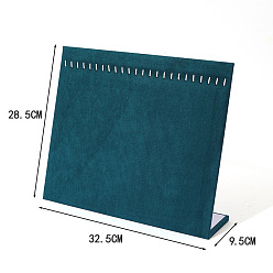 чирок Бархат ожерелье дисплей стенды, дисплей ювелирных изделий стойки, l-образный, прямоугольные, зелено-синие, 9.5x32.5x28.5 см