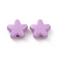 Lilac Spray Painted Alloy Beads, Star, Lilac, 7x8x3.5mm, Hole: 1~1.2mm