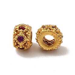 Фиолетовый Стойки обшивки латунь кубического циркония бусы, без кадмия и без свинца, долговечный, счеты, золотые, фиолетовые, 5x3 мм, отверстие : 1.8 мм