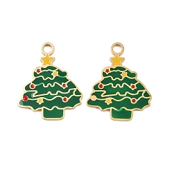 Рождественская елка 304 эмалированные подвески из нержавеющей стали с рождественской тематикой, золотые, рождественская елка, 20x16x1 мм, отверстие : 2 мм