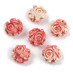 Светло-Коралловый Резные бусины из синтетического коралла, цветок, свет коралловый, 22x20x12.5 мм, отверстие : 1.2 мм