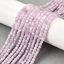 Кунсайт Природные кунцит бисер нитей, граненые, бусины-кубы с настольной огранкой, 3~3.5x3~3.5x3 мм, отверстие : 0.7 мм, около 126 шт / нитка, 15.35'' (39 см)