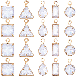 Mixed Shapes 30 шт 5 стили латунные подвески из кубического циркония, золотой свет, разнообразные, 8~9.5x3.5~7x2~3 мм, отверстие : 0.9~1 мм, 6 шт / стиль