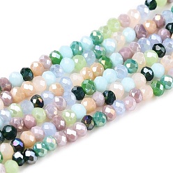 (52) Непрозрачная лаванда Стеклянные бусины с гальваническим покрытием , граненый(32 граненый), рондель, разноцветные, 2.5x2 мм, отверстие : 0.6 мм, около 180~186 шт / нитка, 13.39~13.78 дюйм (34~35 см)