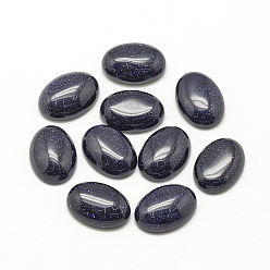 Blue Goldstone Synthetic Blue Goldstone Cabochons, Dyed, Oval, 40x30x7~8mm