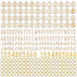 Золотой Буквы от a до z и цифры 0~9 сплавные подвески, с кольца прыжок железа, золотые, 5~18x2~15.5 мм, отверстие : 1.5~1.8 мм