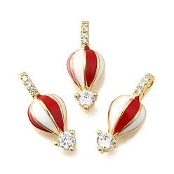 Настоящее золото 18K Латунные микро проложить кубического циркония подвески, с эмалью, подвески на воздушном шаре, стойки покрытие, прочное покрытие, без кадмия и без свинца, реальный 18 k позолоченный, 17x6.5x3.5 мм, отверстие : 3.5x1.5 мм