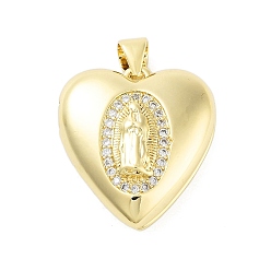 Human Rack Plating Brass Micro Pave Clear Cubic Zirconia Pendants, Cadmium Free & Lead Free, Long-Lasting Plated, Real 18K Gold Plated, Heart, Human, 21x19x8mm, Hole: 5x3.5mm