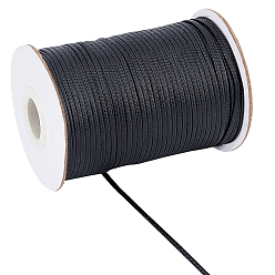 Black Flat Waxed Polyester Thread  Cords, Black, 2x0.8mm, about 87.49 Yards(80m)/Roll