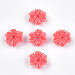 Tomate Perles de corail synthétiques, teint, fleur, tomate, 9x8x3mm, Trou: 1.2mm