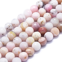 Pink Opal Natural Pink Opal Beads Strands, 128 Faceted, Round, 10mm, Hole: 1mm, about 42pcs/Strand, 15.35 inch(39 cm)
