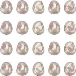 Серо-розавый 30шт. окрашенные распылением бусины из АБС-пластика, имитации жемчуга, овальные, окрашенные, с покрытием AB цвета, увядшая роза, 16x13.5x10 мм, отверстие : 2 мм