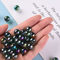 Green Transparent Acrylic Beads, AB Color Plated, Round, Green, 12x11mm, Hole: 2.5mm, about 566pcs/500g