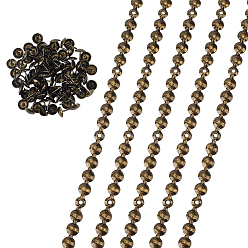 Antique Bronze Iron Nailhead Trim, Hot Fix Metal Iron-on Convex Dome Nailhead Trim, Antique Bronze, 1000x10.5x2.5mm, Hole: 2.9mm