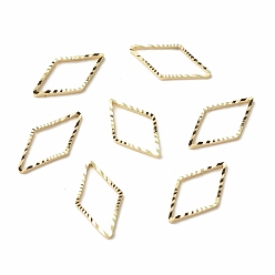 Echt 24 k vergoldet Messing Verbinderring, langlebig überzogen, cadmiumfrei und bleifrei, Karo, echt 24 k vergoldet, 16x9x1 mm, Innendurchmesser: 13x7.5 mm