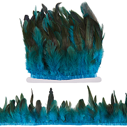 Темно-синий  Шифер Модная отделка перьями, с тканевой лентой, Аксессуары для орнаментов, темный сланец синий, 130~180x1 мм