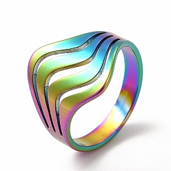 Rainbow Color Ионное покрытие (ip) 304 регулируемое кольцо из нержавеющей стали для женщин, Радуга цветов, размер США 6 1/4 (16.7 мм)