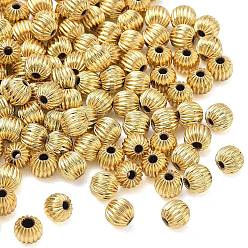 Echt 18 k vergoldet Messing Perlen, gewellte Runde, cadmiumfrei und bleifrei, Gestell, langlebig überzogen, echt 18 k vergoldet, 6 mm, Bohrung: 1.6 mm