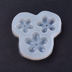 White Food Grade Silicone Molds, Resin Casting Molds, For UV Resin, Epoxy Resin Jewelry Making, Flower, White, 69x67x9mm, Inner Size: 25~32mm